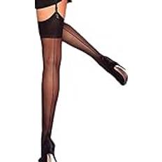 Silky Sheer Stockings for Suspenders - Black