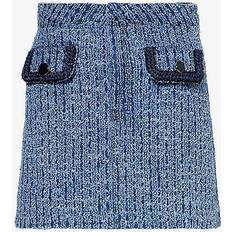 Self-Portrait Womens Blue Tex High-rise Stretch-denim Mini Skirt