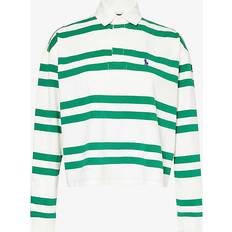 Suéteres Polo Ralph Lauren Womens Deckwash White/green Striped Cropped Regular-fit Cotton Shirt