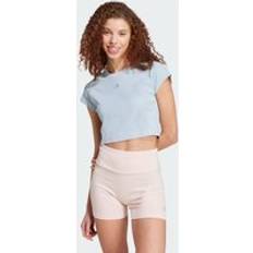 Adidas Viscose T-shirts adidas Lounge Ribbed Crop T-Shirt Wonder Blue
