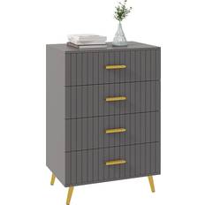 Aluminium Chest of Drawers Homcom Bedroom Dark Grey Chest of Drawer 60x90cm