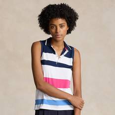 Golf - Men Shirts Ralph Lauren Tailored Fit Sleeveless Polo Shirt in Navy/White/Pink