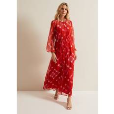 Clothing Phase Eight Tatianna Check Maxi Dress, Red/Multi