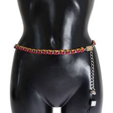 Multifärgade Skärp Dolce & Gabbana Womens Red Yellow Leather Crystal Belt Multicolour