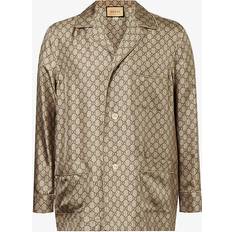 Gucci Skjorter Gucci Monogrammed Silk Blazer Men - Neutrals