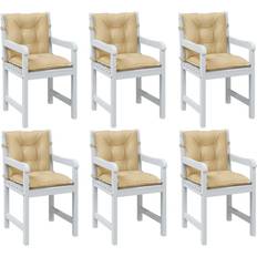 Hemtextil vidaXL Lowback Cushion Set of 6 Melange Beige 6 Pcs Chair Cushions Beige (100x50cm)