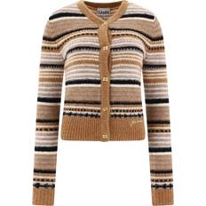 Brown - Women Cardigans Ganni Striped