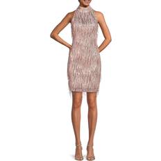 Elastane/Lycra/Spandex - Evening Gowns Dresses Eliza J Women's Sequin Fringe Bodycon Mini Dress Blush