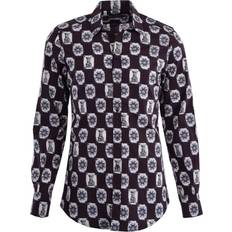 Gold Shirts Dolce & Gabbana Tower and Sun Printed Cotton Shirt Gold Brown