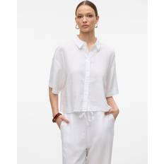 Lin Chemisiers Vero Moda Chemise Fermeture 2/4 Blanc en Lin Lise