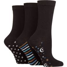 Viscose Socks SockShop Ladies Pair Patterned Plain and Striped Bamboo Patterned Sole Celestial 4-8 Black