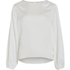 Vila Round Neck Long Sleeve Top - Snow White