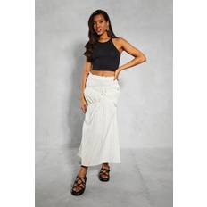 White Skirts Misspap Womens Elastic Detail Textured Maxi Skirt White