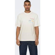 Natur T-skjorter Only & Sons Relaxed Fit Round Neck T-shirt