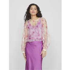Transparent Blouses Vila Round Neck Long Sleeved Blouse
