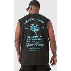 5XL - Mies Topit boohooMAN Worldwide Back Print Vest - Black