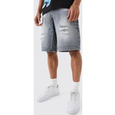 boohooMAN Denim Jorts - Grey