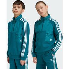 Turquoise Sweats Adidas Sweatshirt 'Trefoil' - Bleu Cyan/Blanc