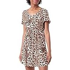 Vero Moda Leopard Klänningar Vero Moda VMEASY Joy SS Short Dress WVN GA, Tan/Aop:
