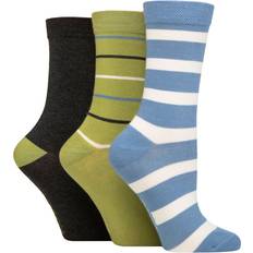 Viscose Socks SockShop Ladies Pair Patterned Plain and Striped Bamboo Spanish Moss Stripe 4-8 Multi Coloured