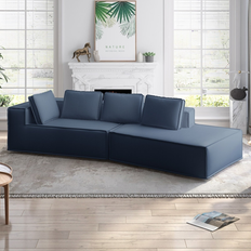 Mixoy 122" 2-Pieces Convertible Sectional Sleeper Couch,Curved Sofa