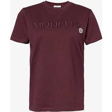 Moncler Femme T-shirts Moncler Womens Dark Red Logo-embossed Relaxed-fit Short-sleeve Cotton-jersey T-shirt