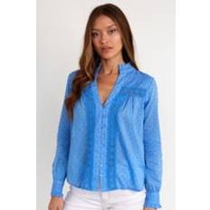 GOTS (Global Organic Textile Standard) Blouses Aspiga Carrie Organic Cotton Dobby Lace Blouse Marina Blue
