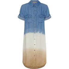 Marta Du Chateau dame kjole MdcKirstÃ­n LightBlue/White/Camel