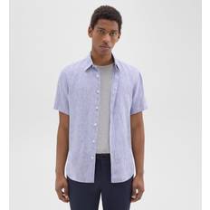 Lino Camisas Theory Irving Linen Stripe Standard Fit Button Down Shirt - Blue