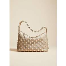 Khaite Elena Silver Stud Shoulder Bag in Dark Ivory Ivory. Size all