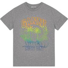 Ganni T-Shirts Ganni Basic Jersey Holiday Relaxed T-shirt in Grey Organic Cotton Women's