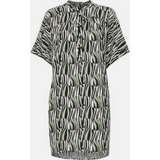 Checkerboard Tiger Print Tunic Dress, Green/Multi