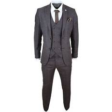 Brown - Men Suits Truclothing Mens wool piece suit double breasted waistcoat tweed 1920s