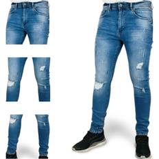 Hampton & Stewart 34" Method Mayhem Mens Skinny Ripped Jeans Blue