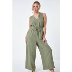 Green Jumpsuits & Overalls Roman Petite Wide Leg Stretch Jumpsuit in Khaki