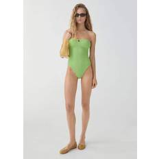 Mango Swimwear Mango Strapless textured swimsuit green Women