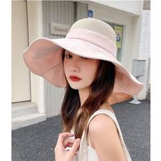 Pink - Unisex Hats HKHBJS Bear Embroidery Fisherman Hat Bow Big Brim Sun Hat Casual Beach Sun Hat Female Sun Hat--pink Multicoloured