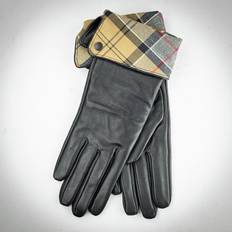 Barbour Gloves & Mittens Barbour Lady Jane Tartan Cuff Gauntlet Leather Gloves - Black/Tan