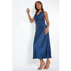 Roman Satin Bias Cut Dress in Navy