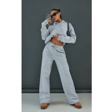 Grey - Women Trousers PrettyLittleThing Ash Grey Wide Leg Oversized Joggers, Ash Grey