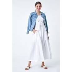 Shirt Dresses Roman Cotton Blend Lace Detail Midi Dress in White