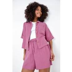 Purple - Women Shorts Dusk Fashion Cotton Tie Detail Shorts in Lilac