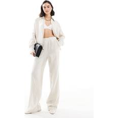 Mango Bukser Mango Lyse beige bukser med tekstur hørlook Del af sæt-Neutral