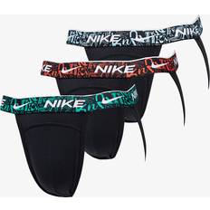 Nike Men's Underwear Nike Mens Blk Blue Gren Wb Logo-waistband Pack of Three Stretch-cotton Jockstraps