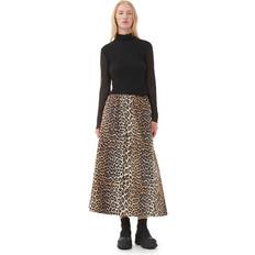 Ekologiska - Multifärgade Kjolar Ganni Printed Cotton Elasticated Maxi Ski - Leopard
