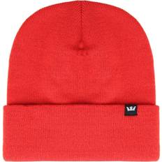 Logo Red Plain Knitted Unisex Crown Beanie C3093 600 UK