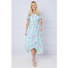 Long Dresses - Ruffles Wallis petite floral ruffle peplum midi dress