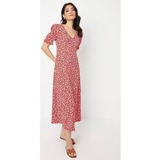 Dorothy Perkins red ditsy v neck short sleeve midi dress