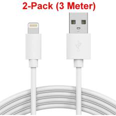 2-Pack 2M laddare iPhone 5/6/6s/6 Plus/7/8/X/11/iPad