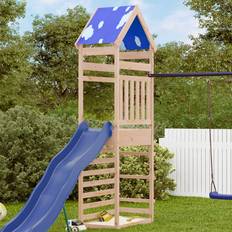 Jungle Gym Playground vidaXL Play Tower with Rockwall 85x52.5x265 cm Solid Wood Pine Brown